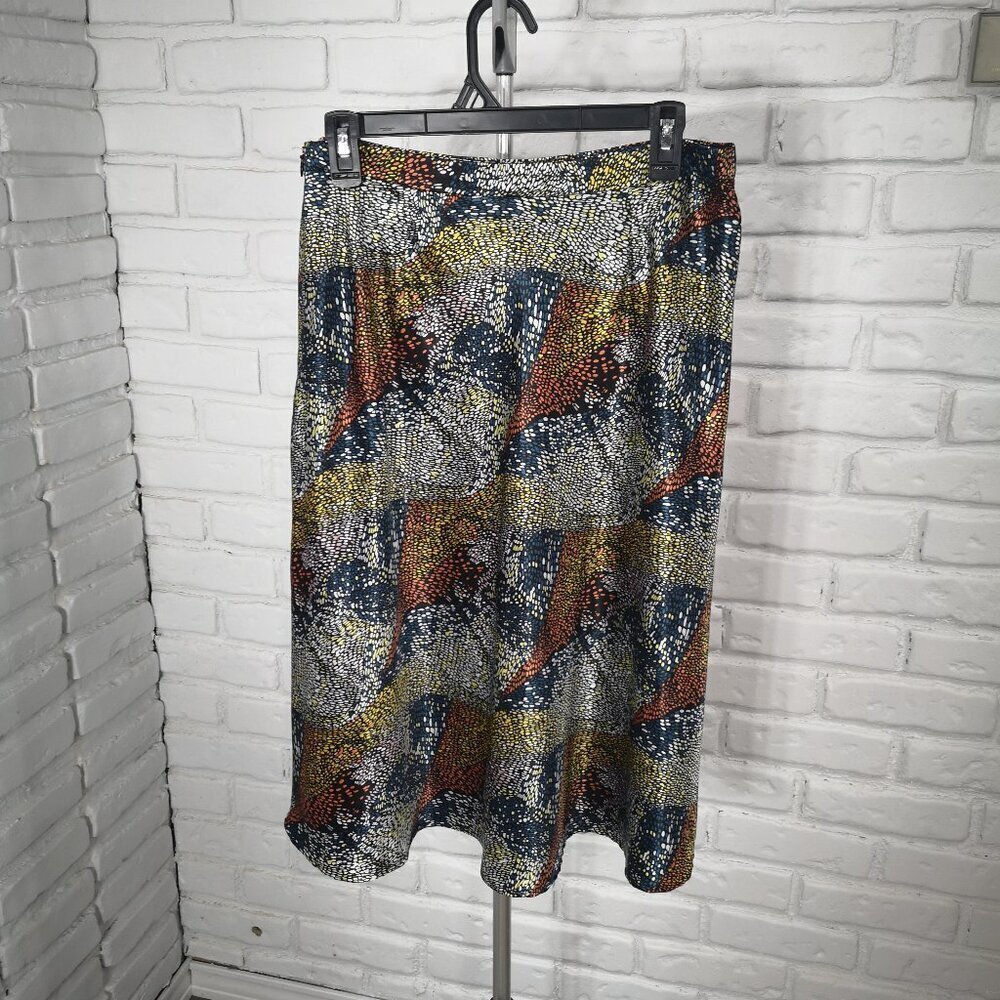 NWT Danier Ladies Size 8 Blue Combo Lined A-Line Midi Length Skirt - Picture 1 of 11